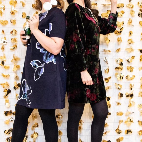 Ann Taylor Cuffed Floral Velvet Shift Dress | Size US 2 - Picture 10 of 13